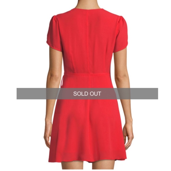 1.STATE Short-Sleeve Wrap Dress RED - Picture 2 of 3
